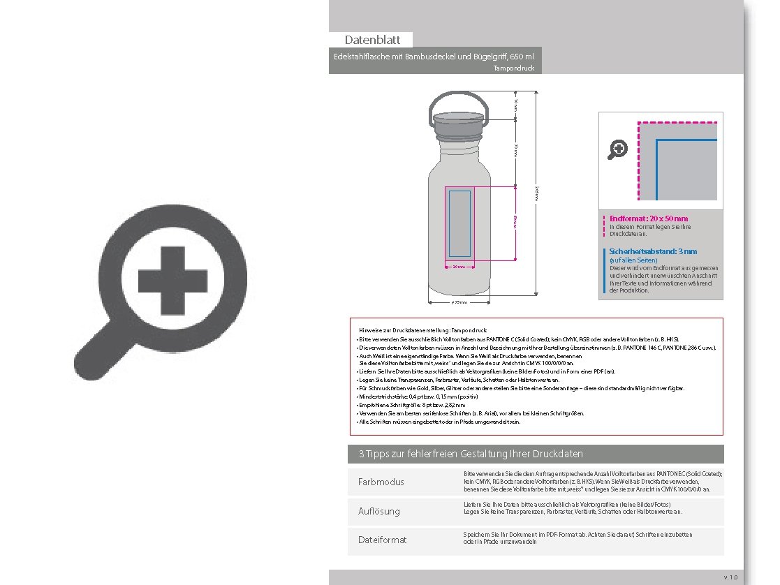 Product Bild edelstahlflasche_mit_bambusdeckel_und_b__gelgriff_650_ml__1-farbig__einseitig_bedruckt